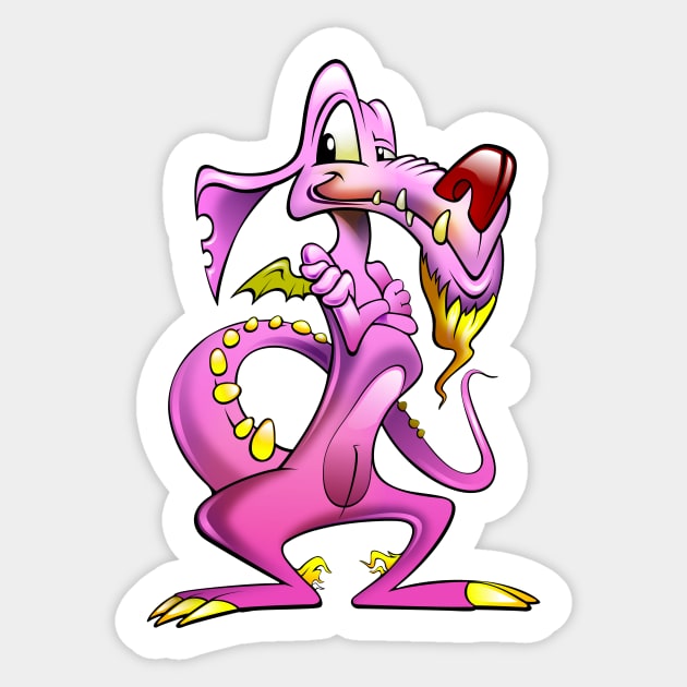 Smart Pink Dragon Sticker by VintageHeroes
